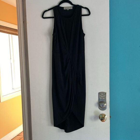 Bless'ed are the Meek Black Mya Dress Size 2 Sheer V-Neck Slim Sheath 33" Bust - Picture 12 of 16